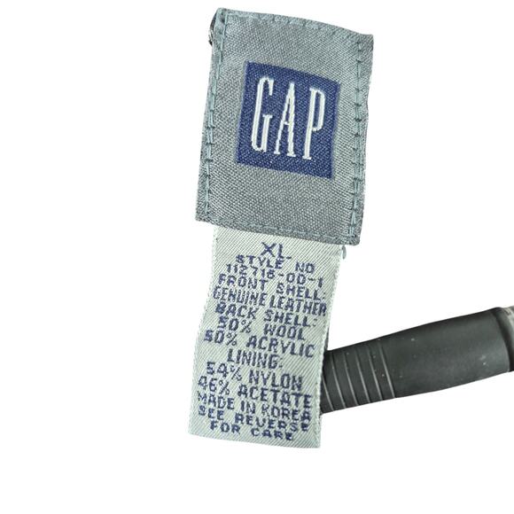 Gap Black Leather Gray Wool Knit Button Front Vintage Vest XL - Picture 3 of 3